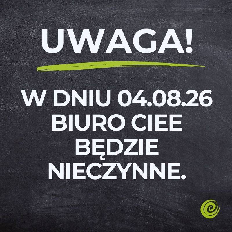 grafika informacyjna informacja o zamknięciu biura w dniu 4 sierpnia.