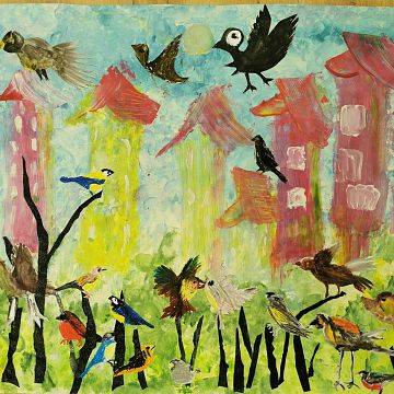 Grafika XXI edycja konkursu plastycznego „Znani i nieznani - ptasi sąsiedzi”